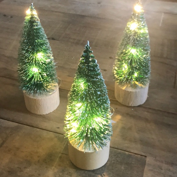 Other - Set of 3 Lighted Bottle Brush Trees